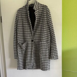 Women's Black and White Checkered Coat